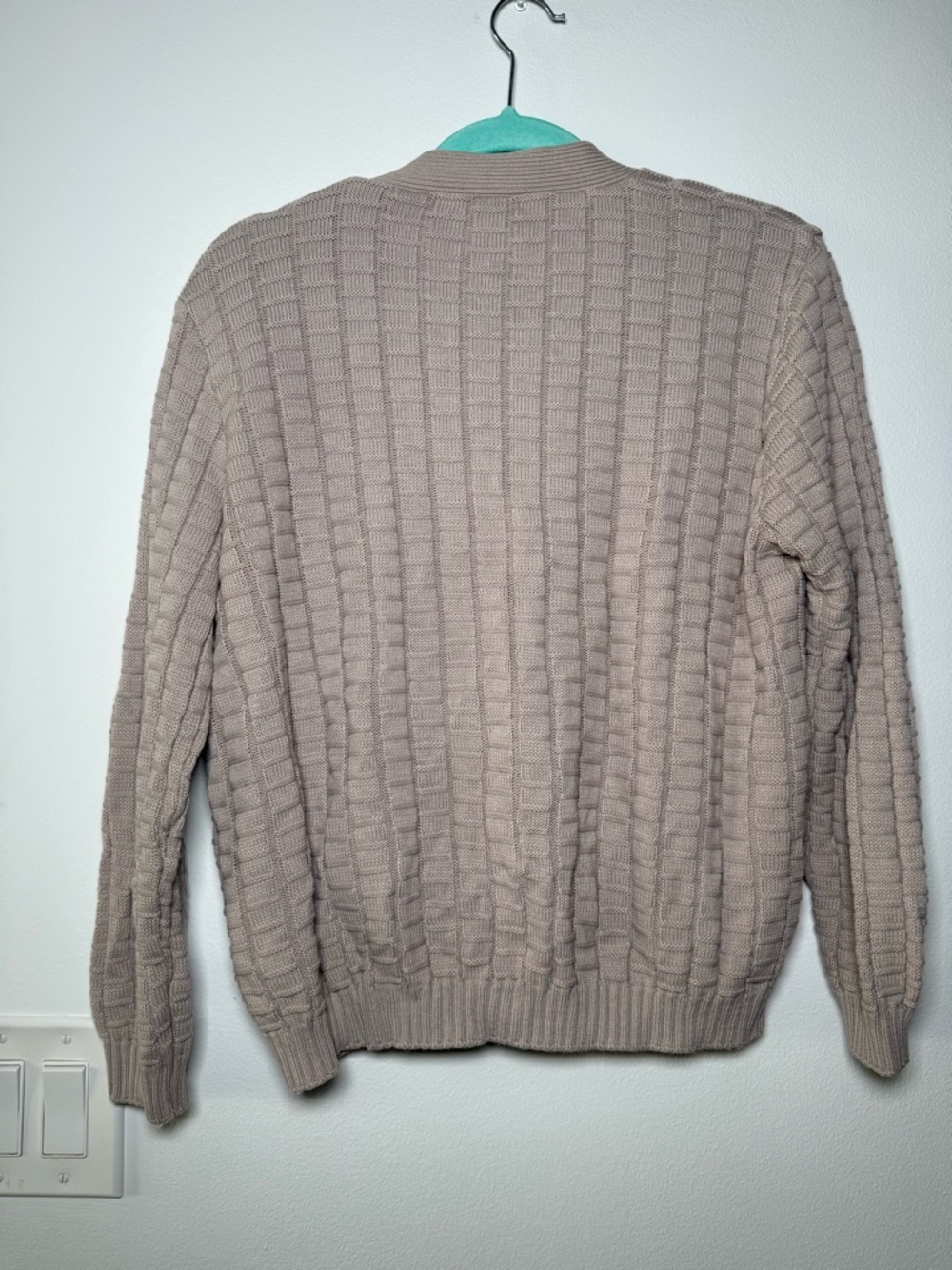 Vintage Taupe Knit Button-Front Cardigan Sweater - Picture 2 of 3